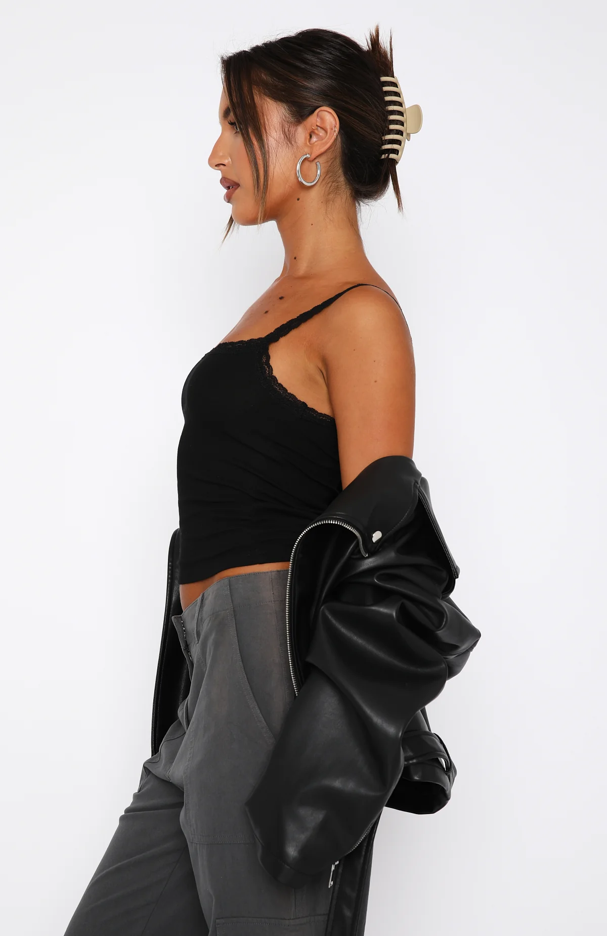 After Midnight Lace Trim Cami Black - Image 4