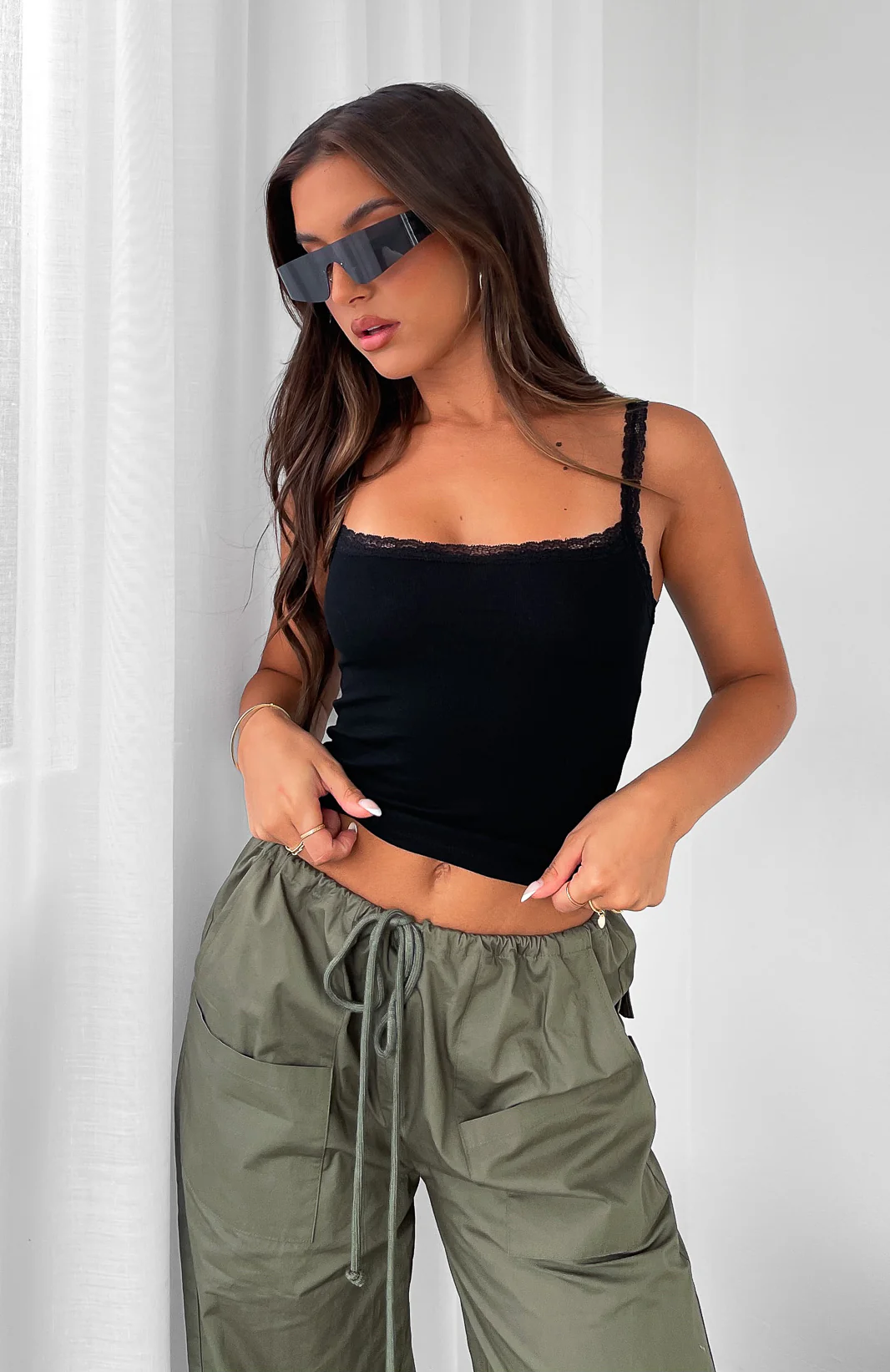 After Midnight Lace Trim Cami Black - Image 6