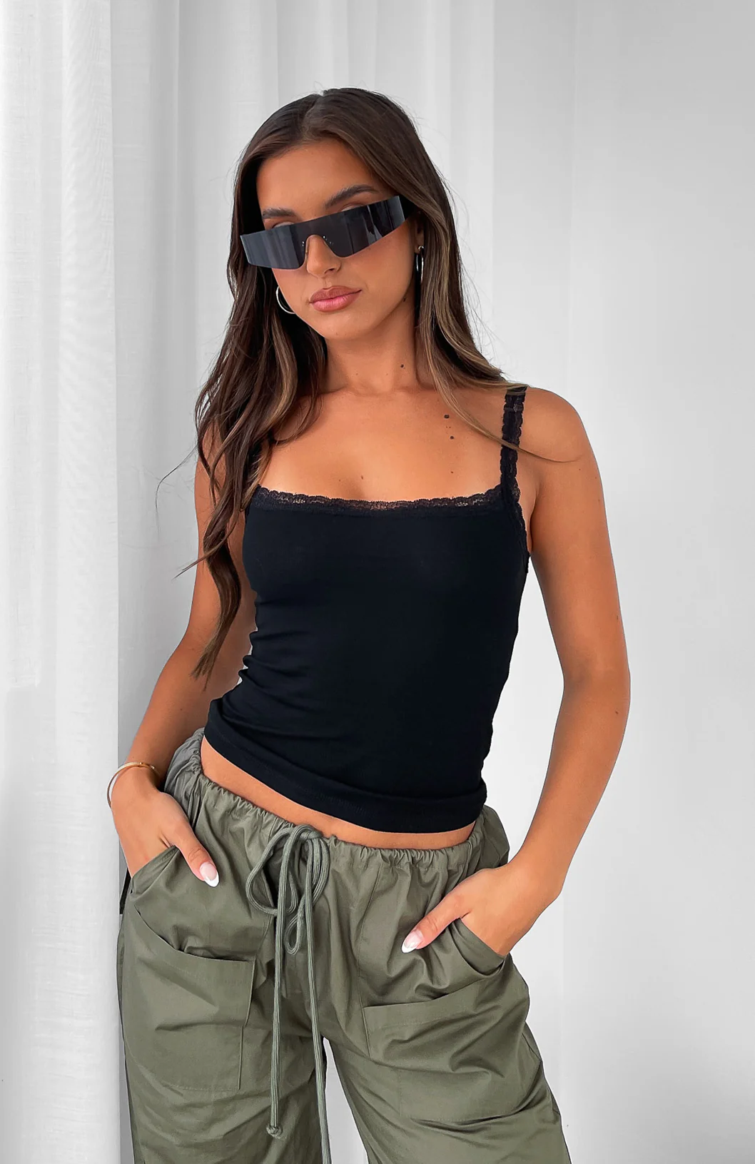 After Midnight Lace Trim Cami Black - Image 8