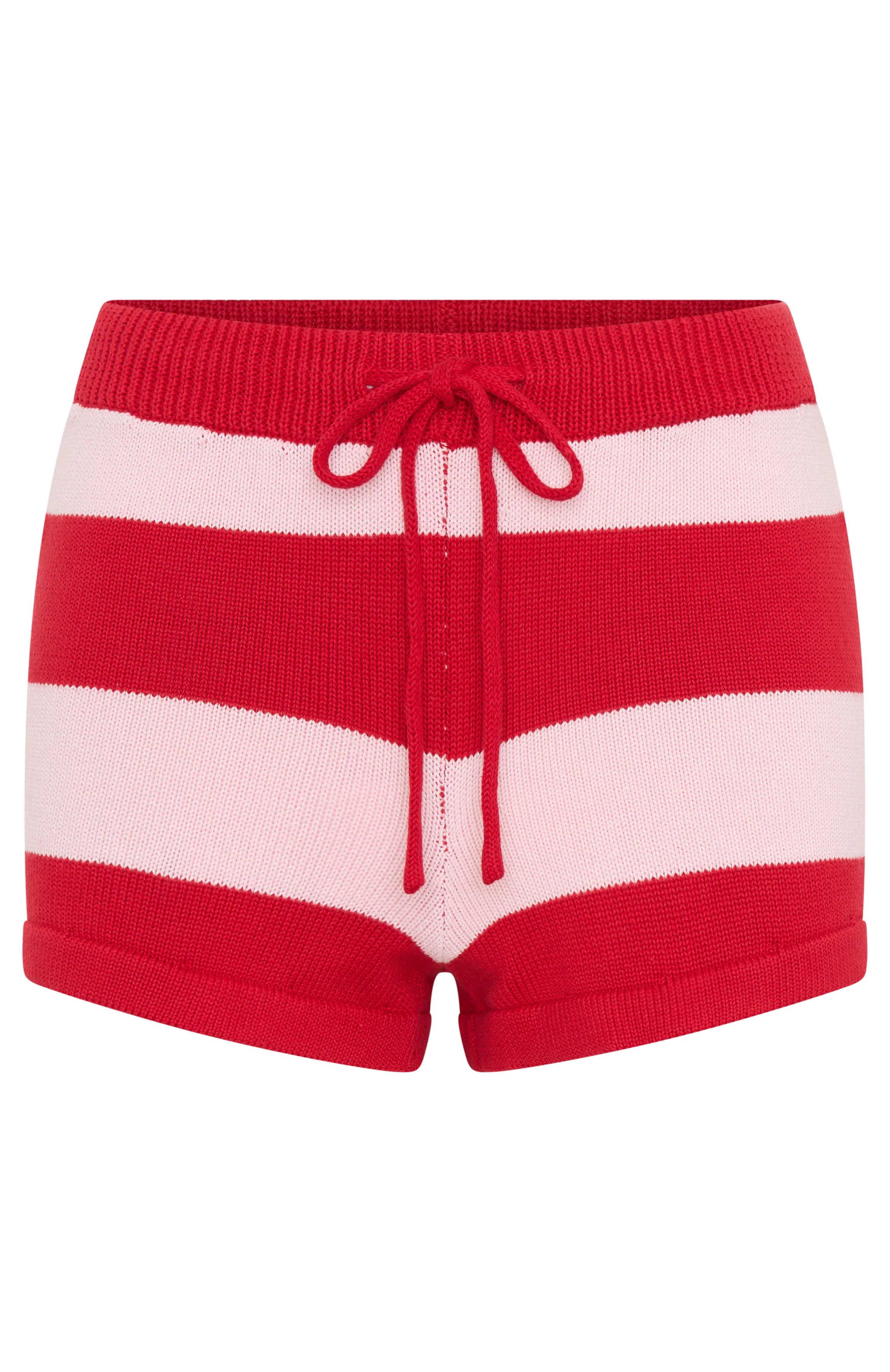 Chill Day Knit Shorts Red/Pink Stripe - Image 7