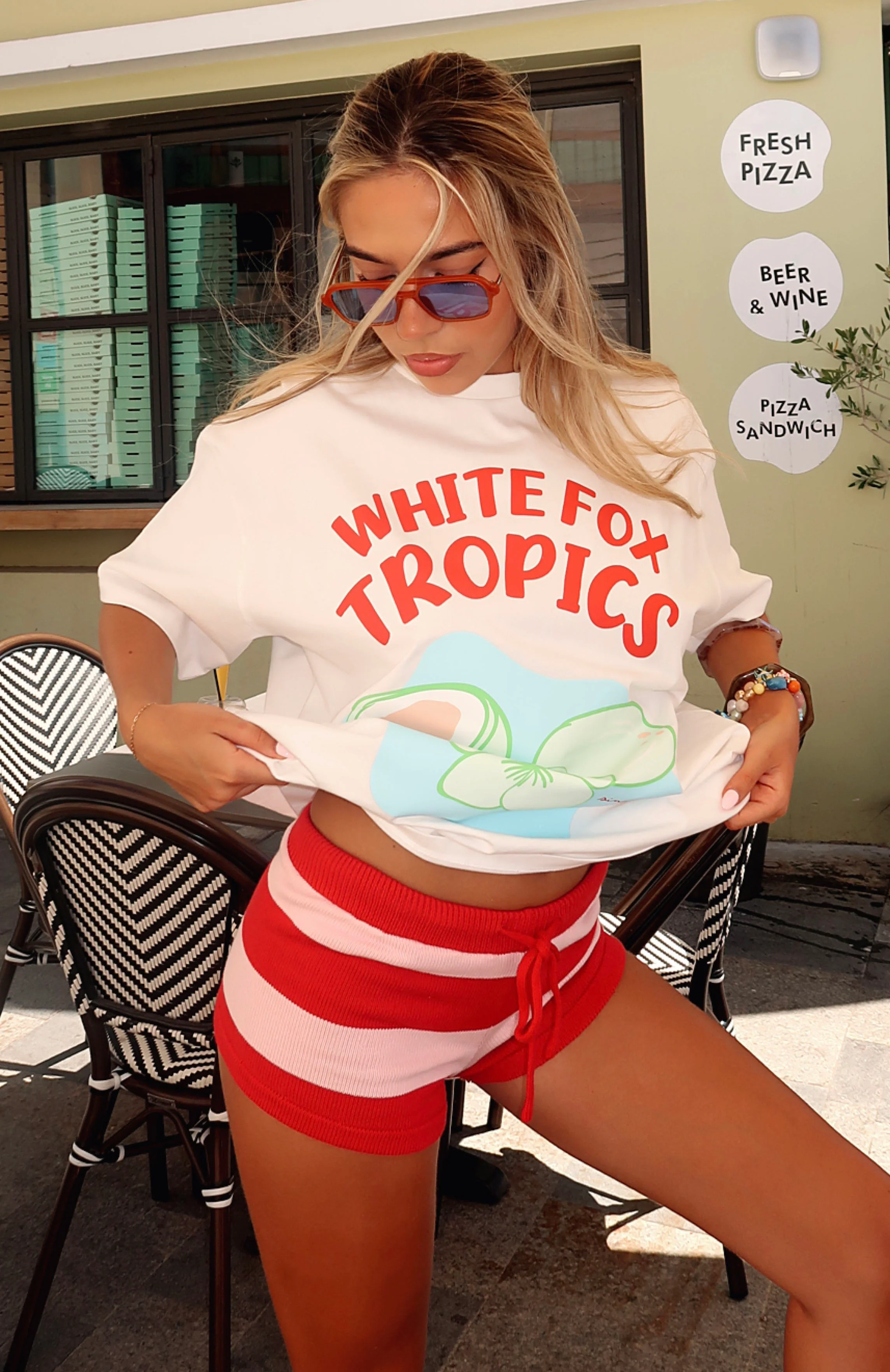 Chill Day Knit Shorts Red/Pink Stripe - Image 8