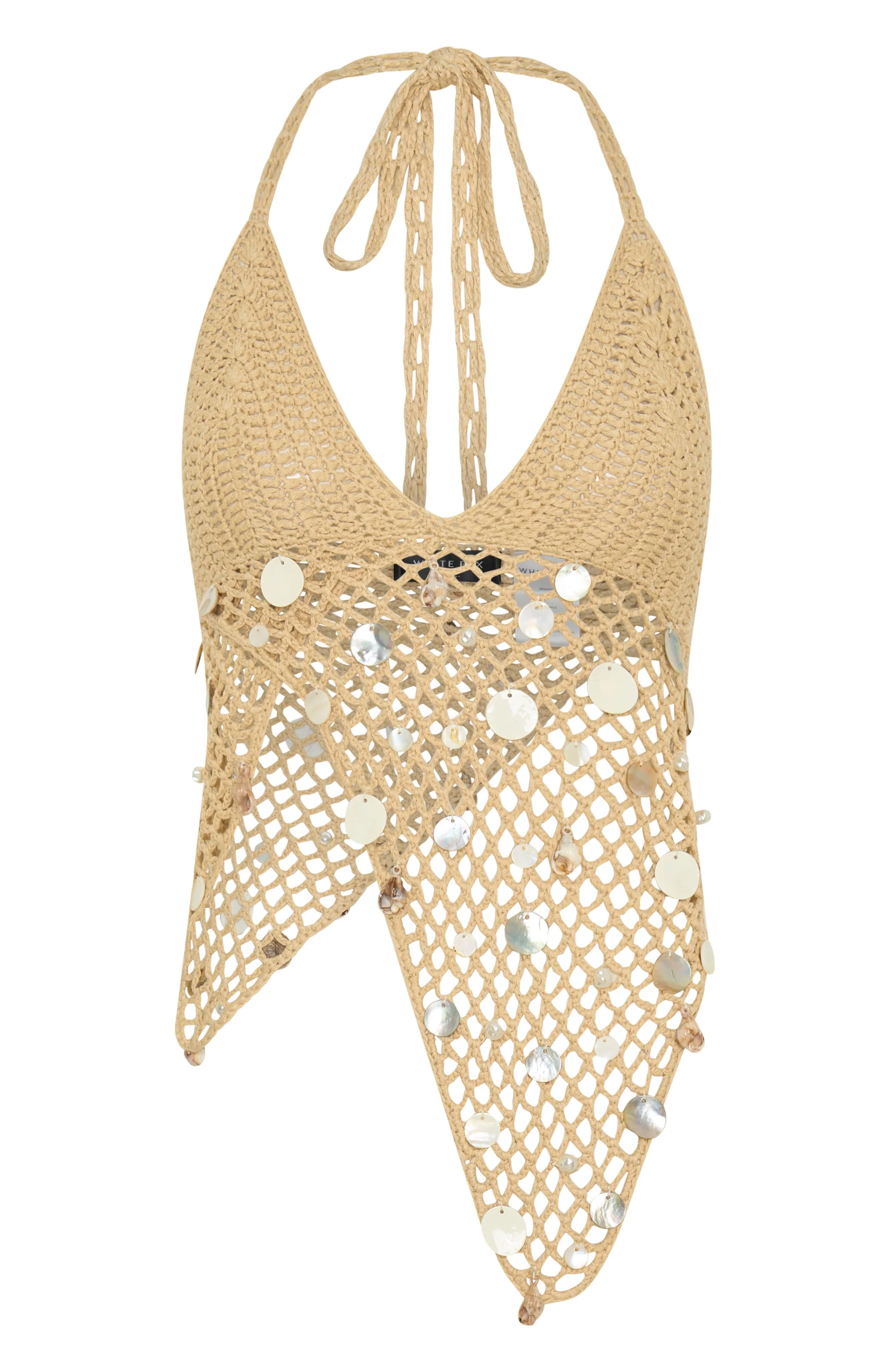 Keep On Wishing Halter Crochet Top Sand - Image 6