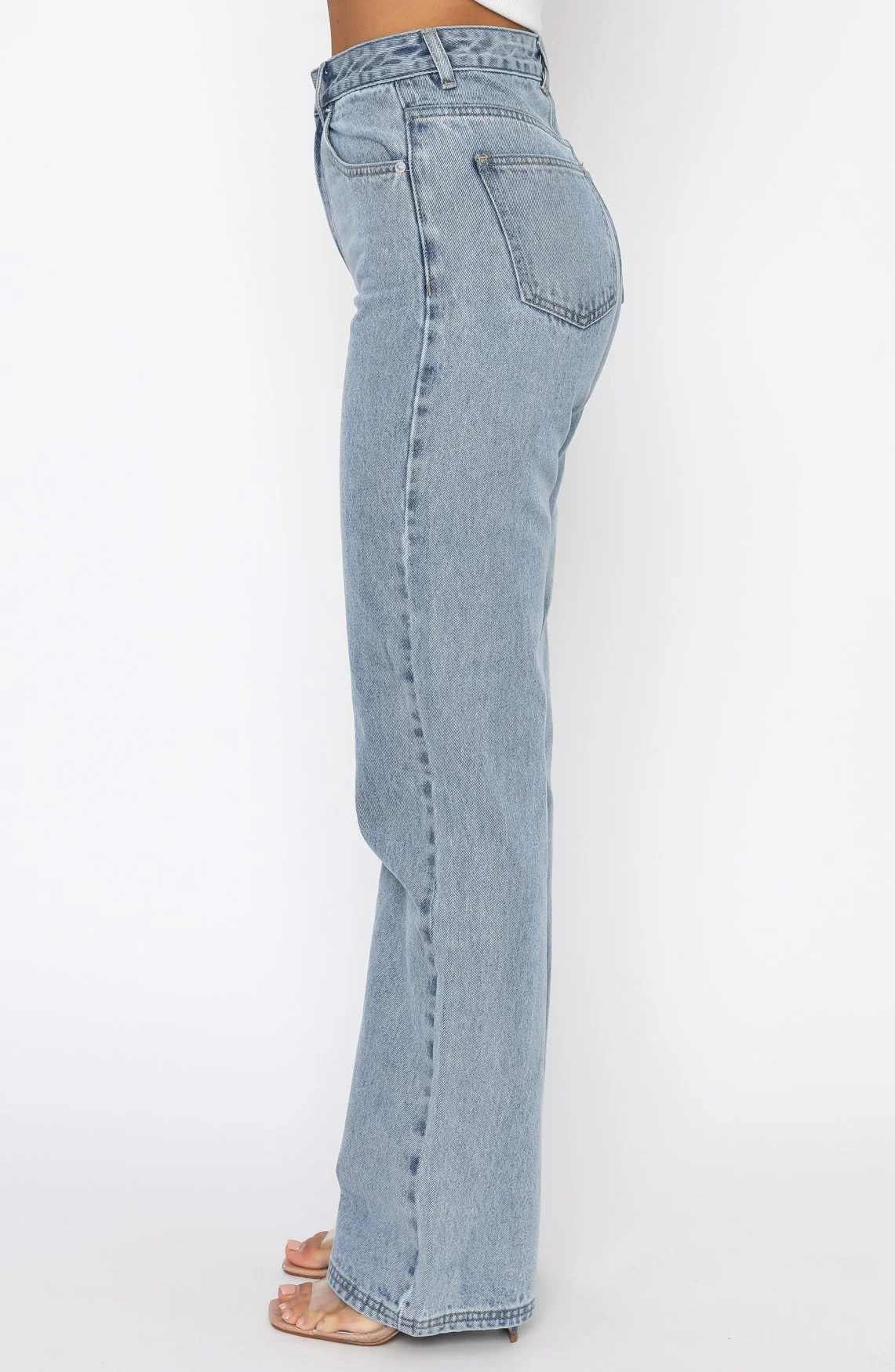 Long Way To Go High Rise Straight Leg Jeans Washed Blue - Image 5