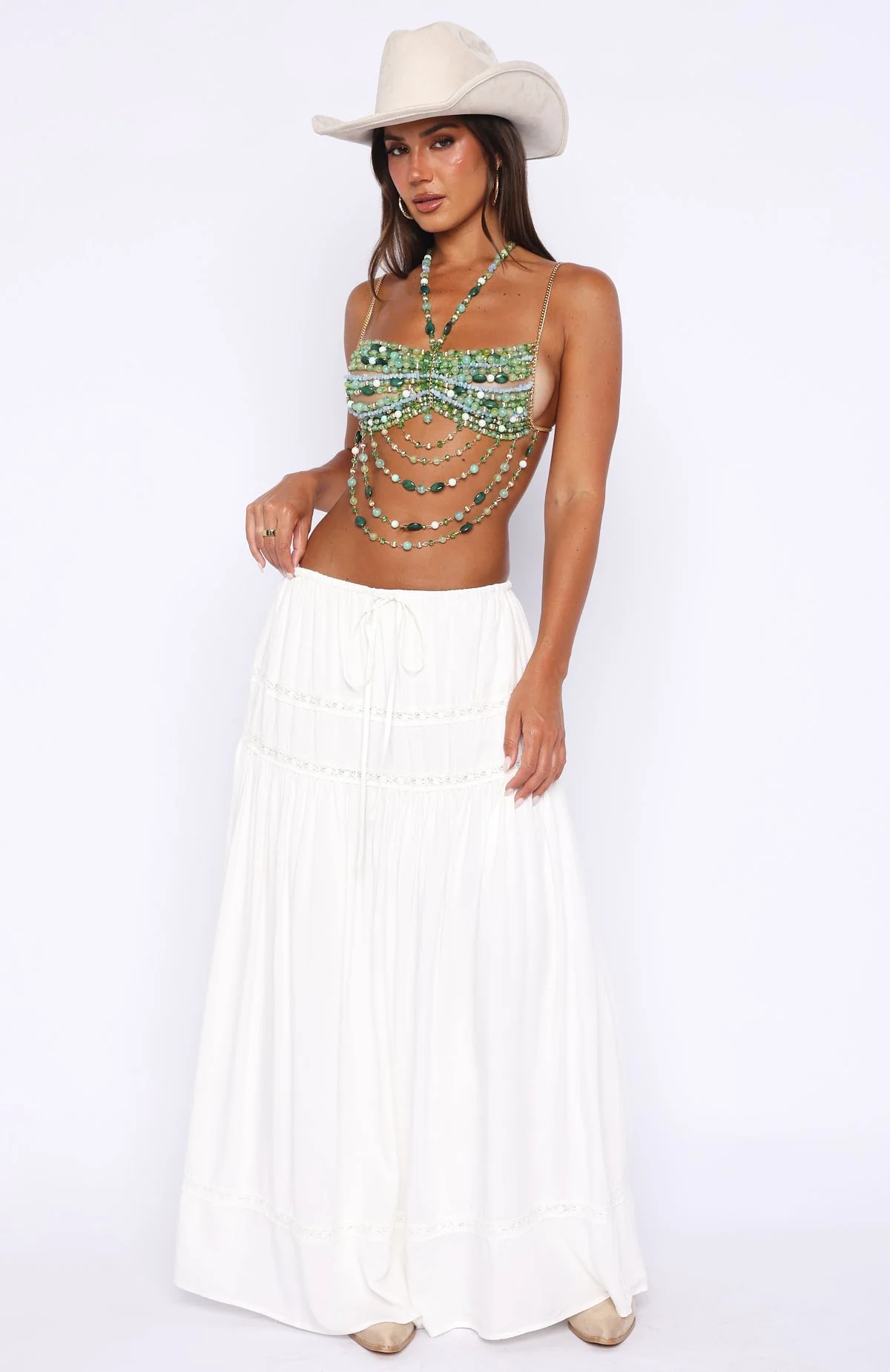 Own The Night Beaded Top Green - Image 6