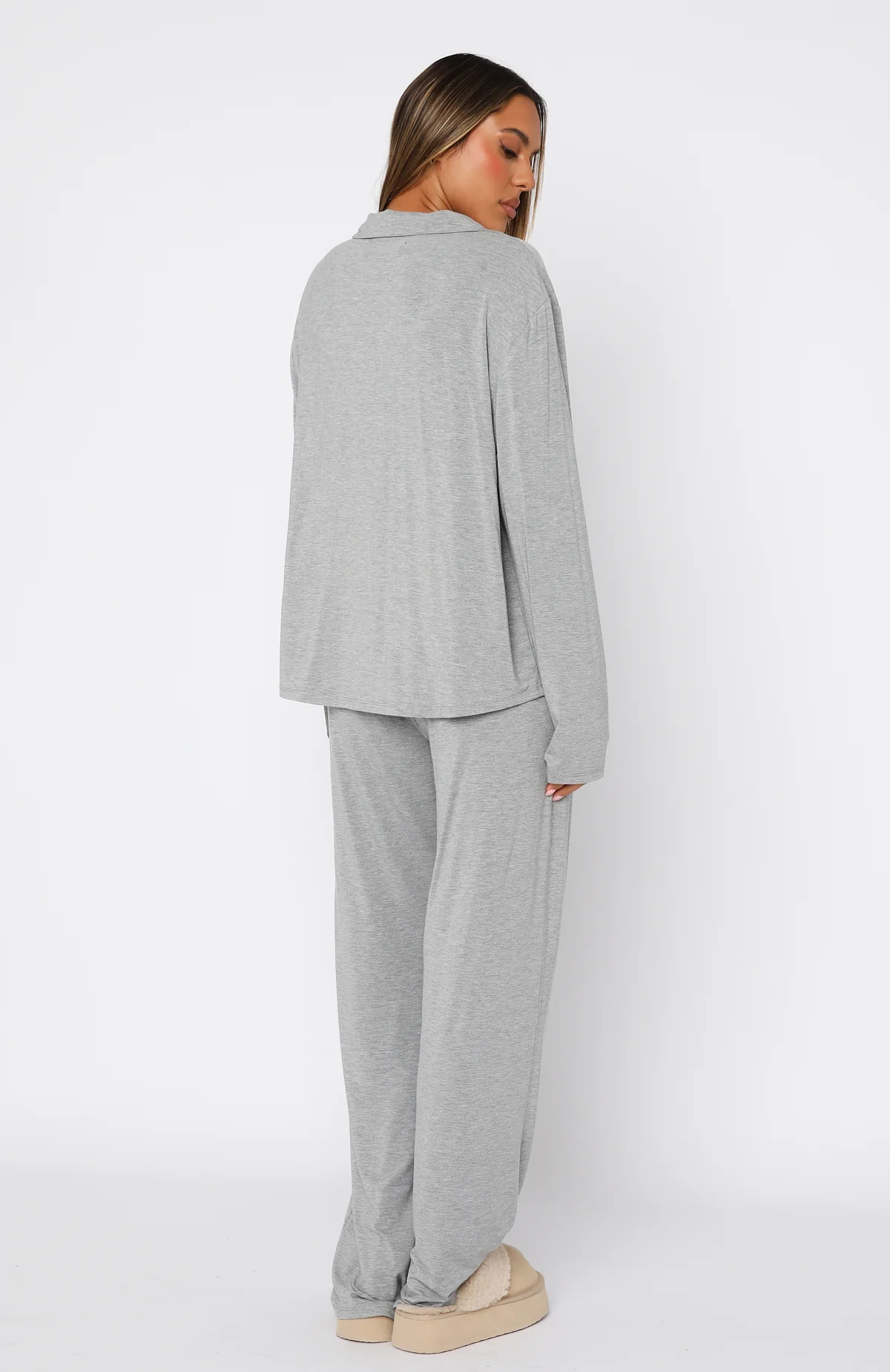 Pillow Talk Long Sleeve Pyjama Set Grey Marle - Image 4