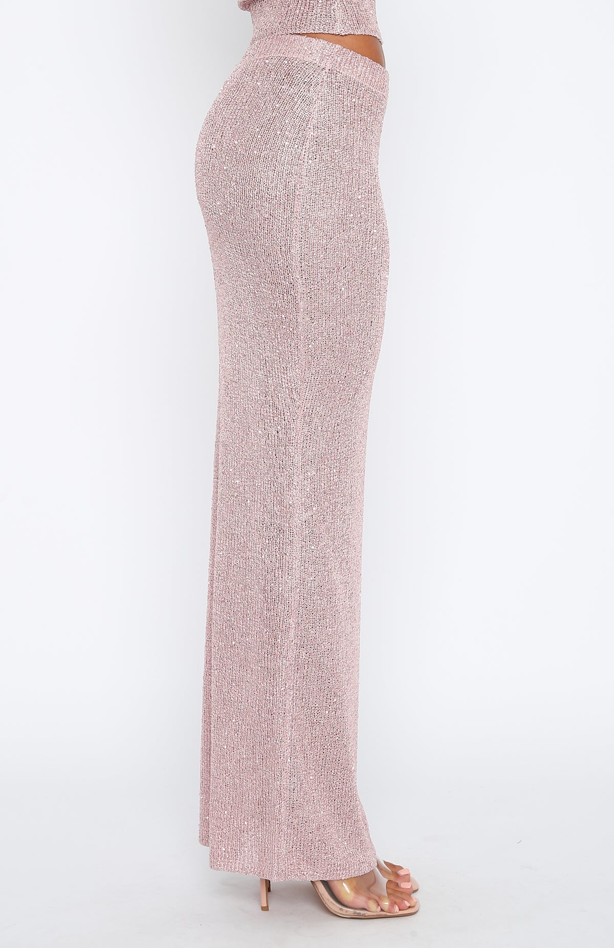 Star Shining Sequin Knit Maxi Skirt Pink - Image 3