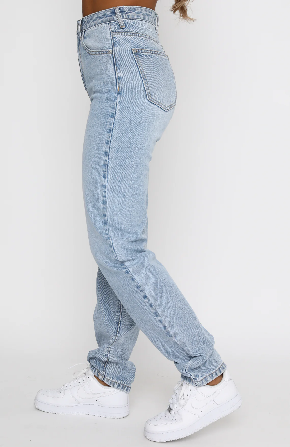 Who's That Girl Straight Leg Denim Jeans Washed Blue - Image 4