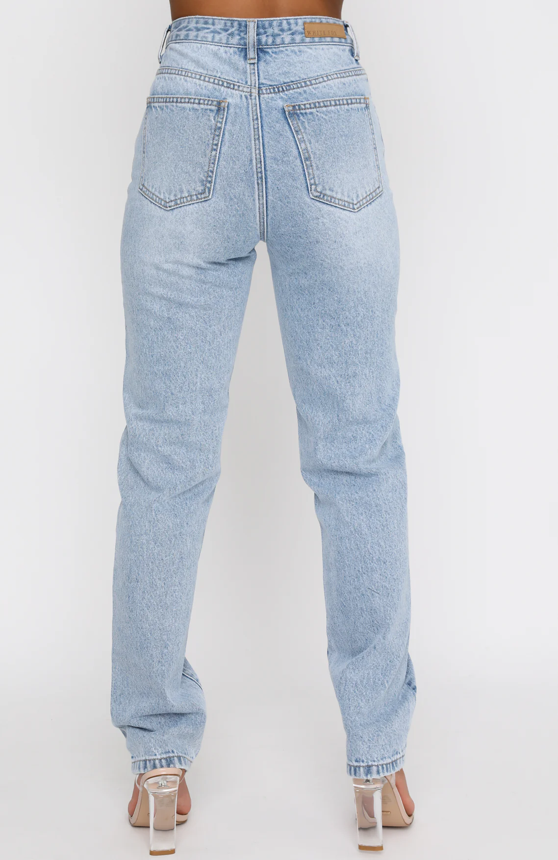 Who's That Girl Straight Leg Denim Jeans Washed Blue - Image 8